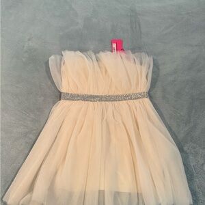 Betsey Johnson Cream Strapless Mini Sundress for Weddings